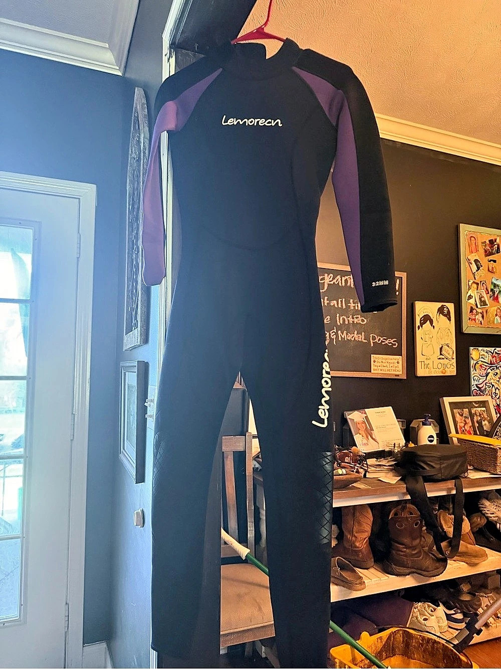 Lemorecn Women's 3/2mm Full Body Wetsuit Black & Purple XS